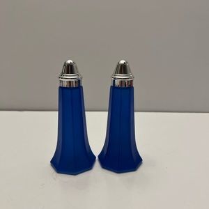 Pair of salt shakers vintage STOHA Germany matte blue